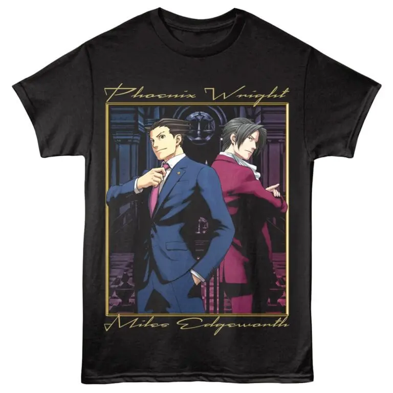 Anime Phoenix Wright T-shirt with stylish character art from Ace Attorney series for anime and gaming enthusiasts.