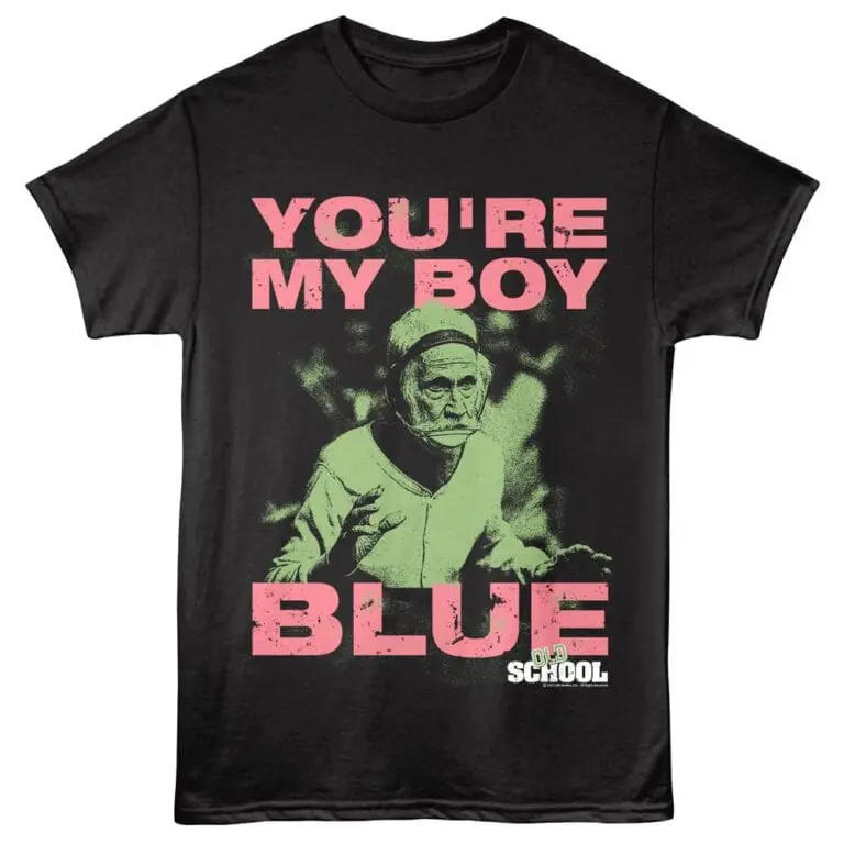 Graphic T-shirt with vintage cow image and bold pink text "You're My Boy Blue" for retro style.
