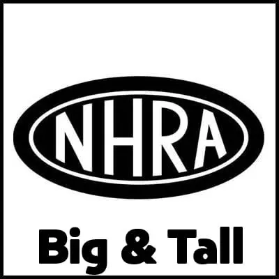 Bold NHRA Big & Tall logo t-shirt for drag racing fans, comfortable and stylish.