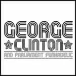 Bold George Clinton parody t-shirt design with stars and retro font, perfect for funk music fans.