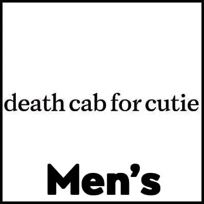 Death cab for cutie men's tee with bold text design for fans.