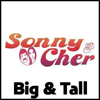 Vintage Sonny Cher Big & Tall T-shirt featuring iconic retro band logo. Perfect for music fans and vintage apparel lovers.
