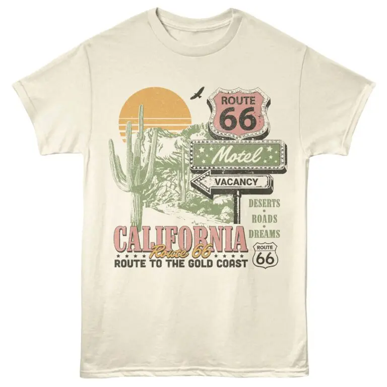 Route 66 California Gold Coast Men's T Shirt Ivory