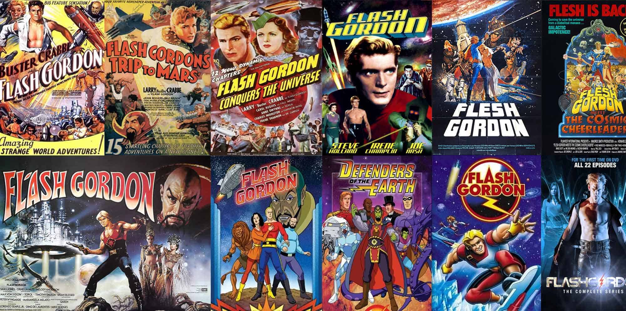 Vibrant Flash Gordon superhero comic book covers showcasing action, adventure, and space fantasy.