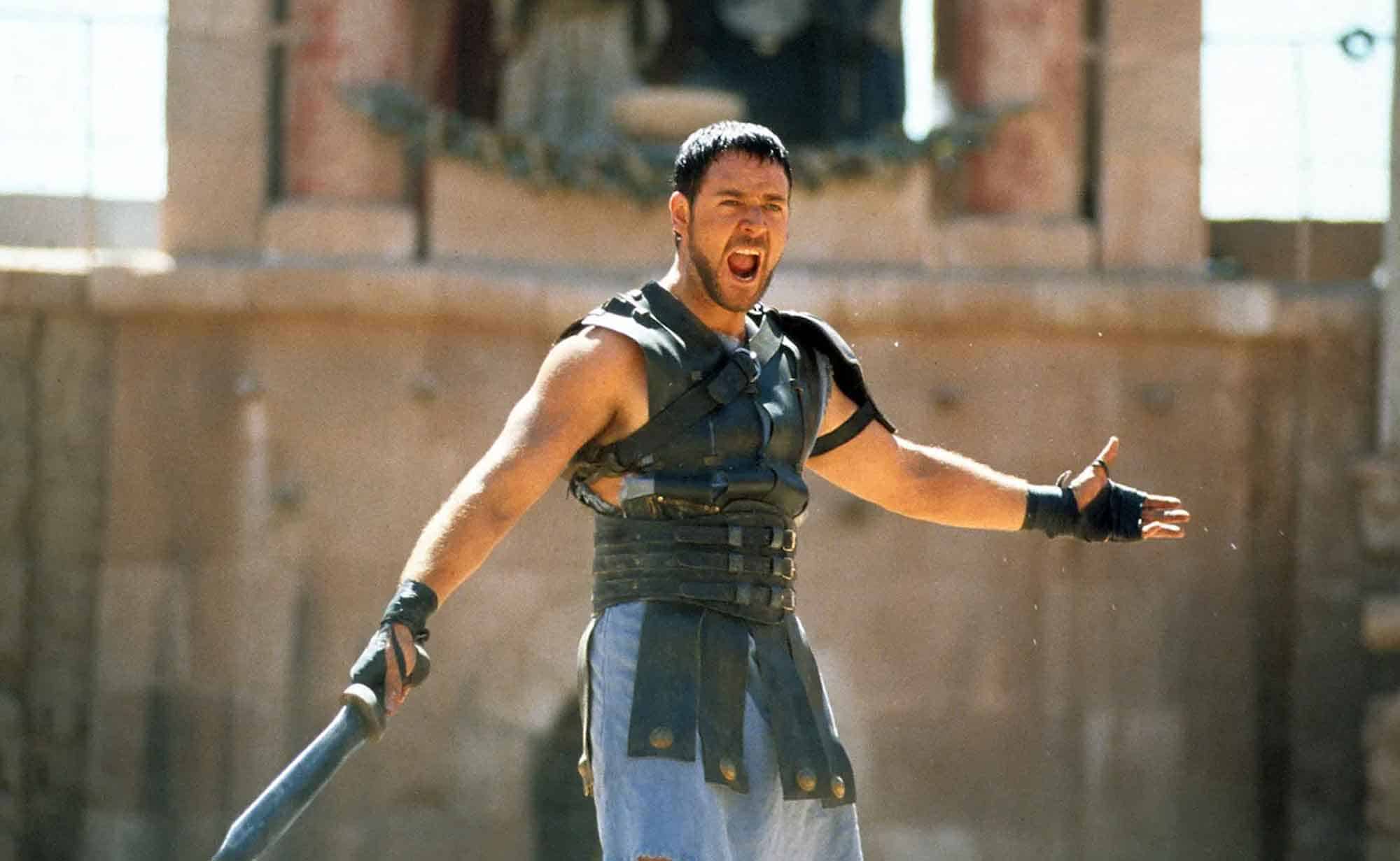 Dynamic scene of a man in combat gear showing fierce expression.