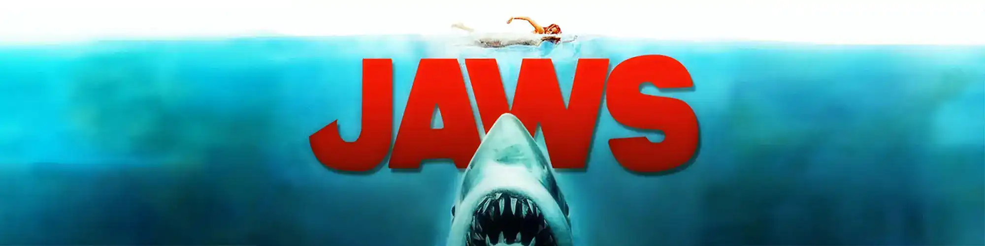 A thrilling image of a shark emerging from the water with a surfer in the background, highlighting ocean danger.