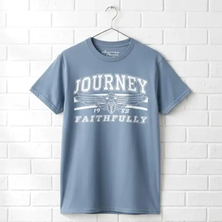 Journey Faithfully 83 Men's T Shirt on wall