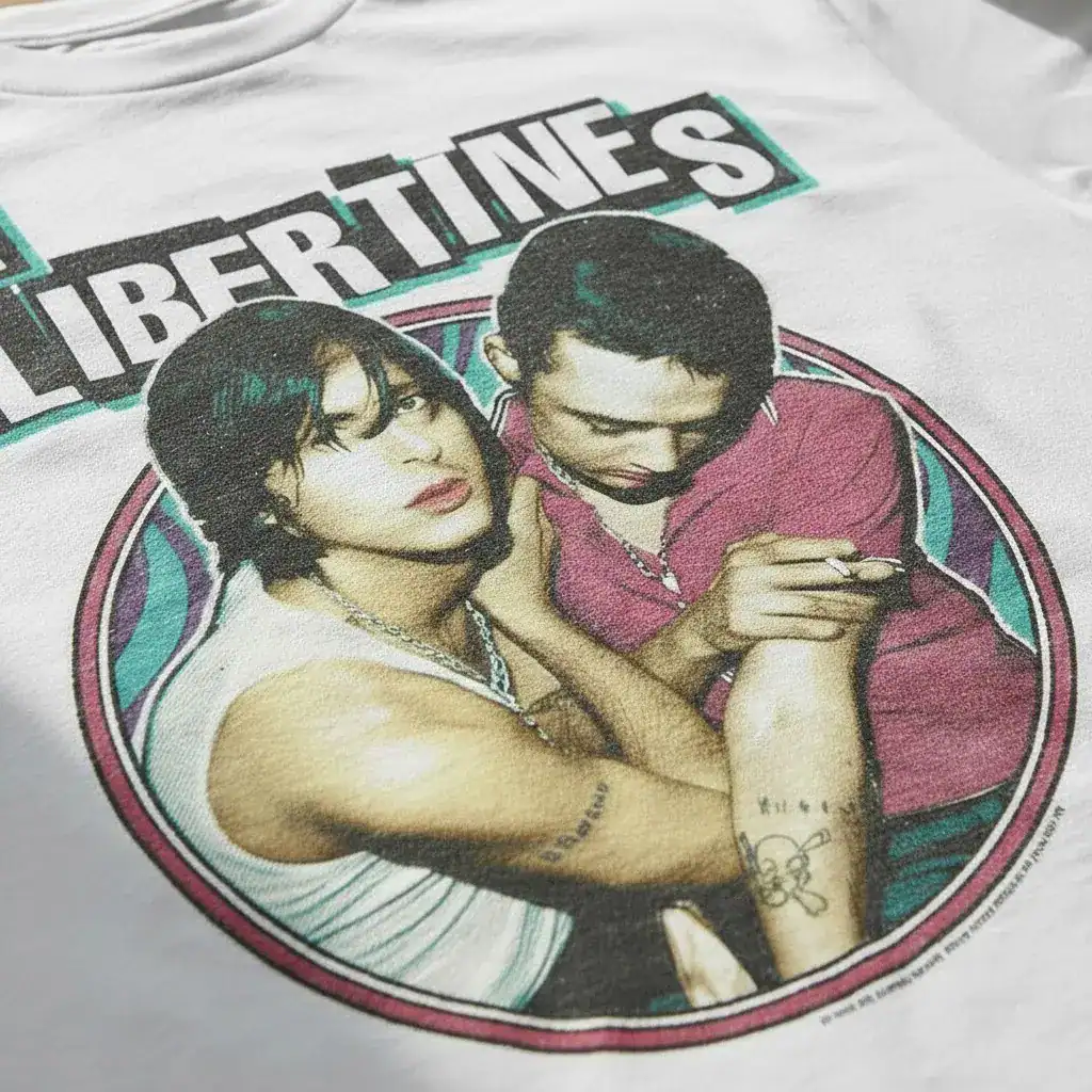 Stylish Libertines band-inspired men's T-shirt with graphic design.