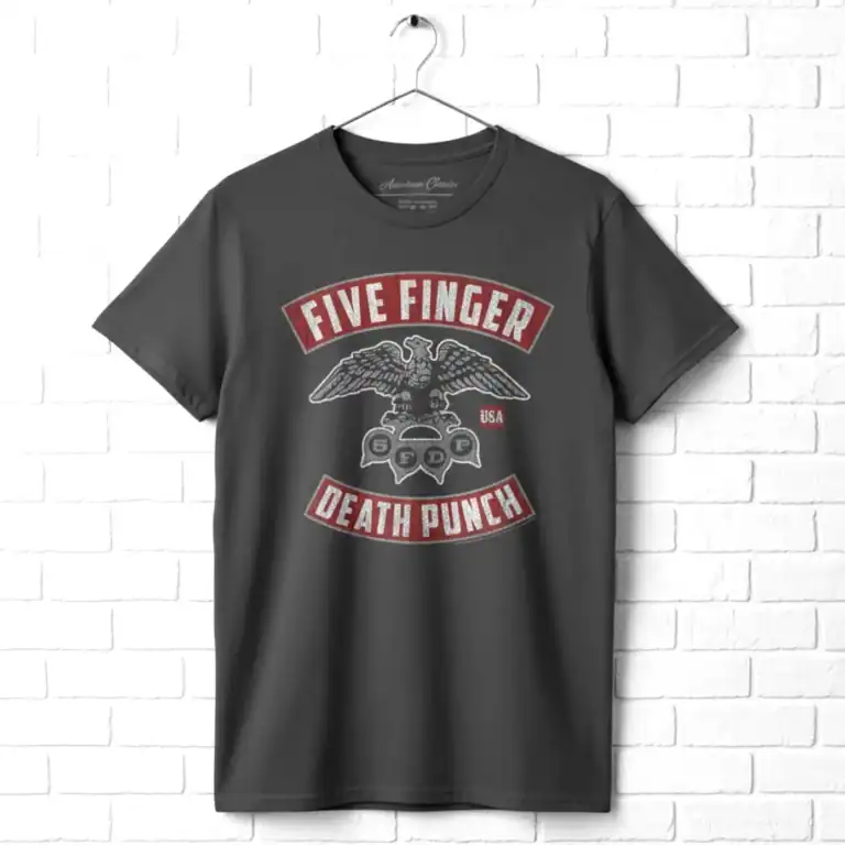 Five Finger Death Punch Brass Knuckle Eagle Men's T-Shirt wall