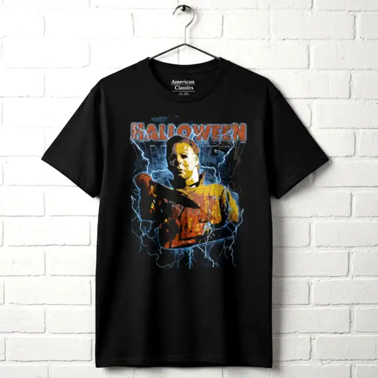 Halloween Michael Lightning Men's T-Shirt wall