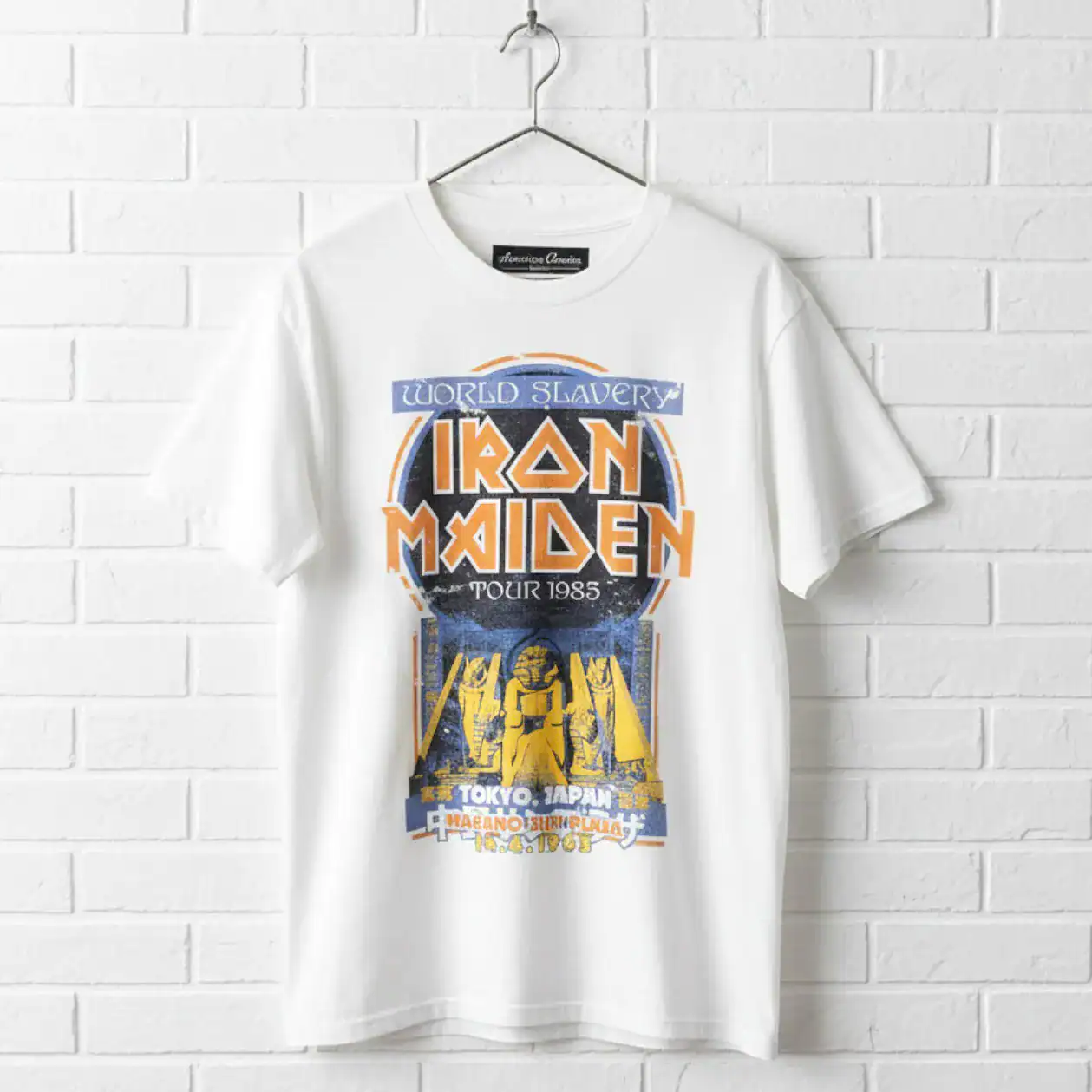 Iron Maiden World Slavery Tour Tokyo 1987 Men's T Shirt wall