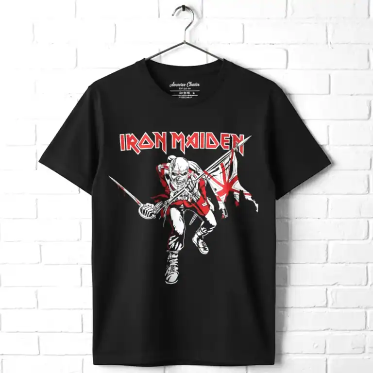 Iron Maiden Eddie The British Trooper Men's T Shirt wall