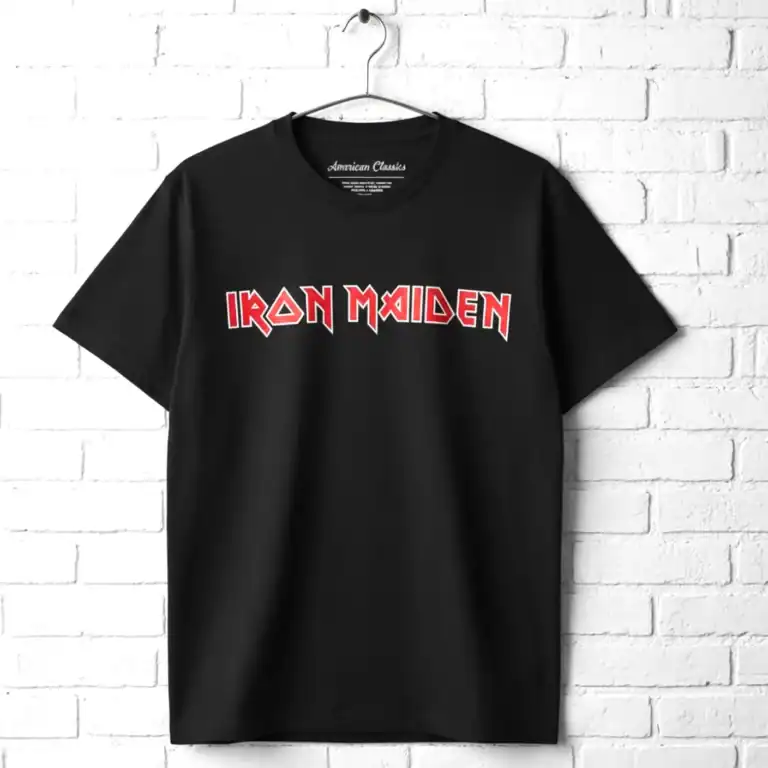 Iron Maiden Band Logo Men's T Shirt wall
