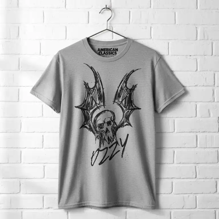 Ozzy Osbourne Bat Sketch Men's T Shirt wall