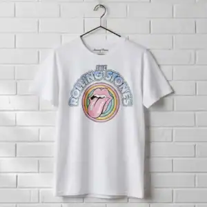 Rolling Stones Rainbow Lips Men's T Shirt wall