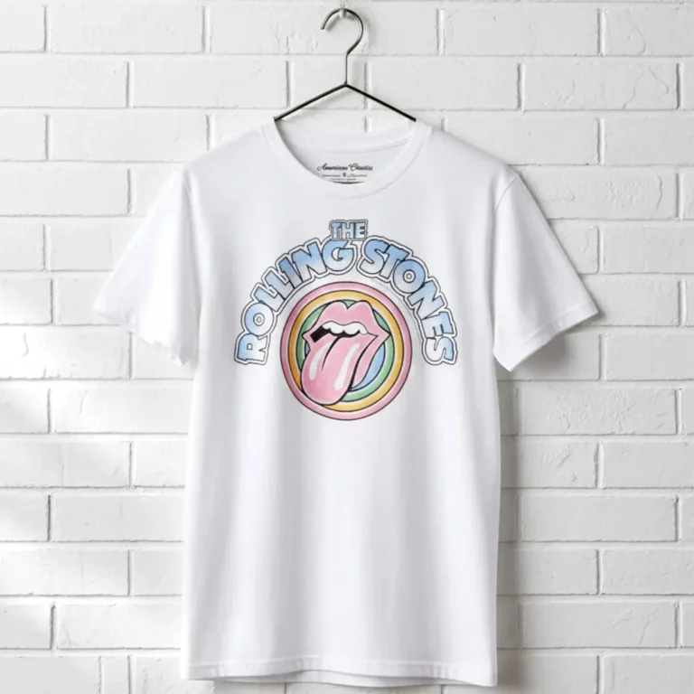 Rolling Stones Rainbow Lips Men's T Shirt wall