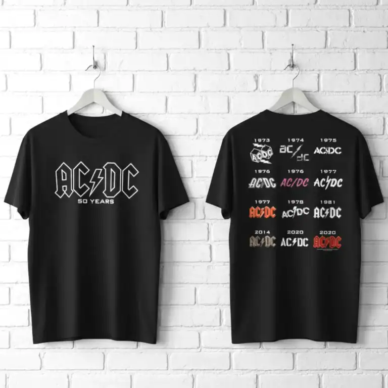 ACDC 50 Years of Iconic Logos Men’s T Shirt