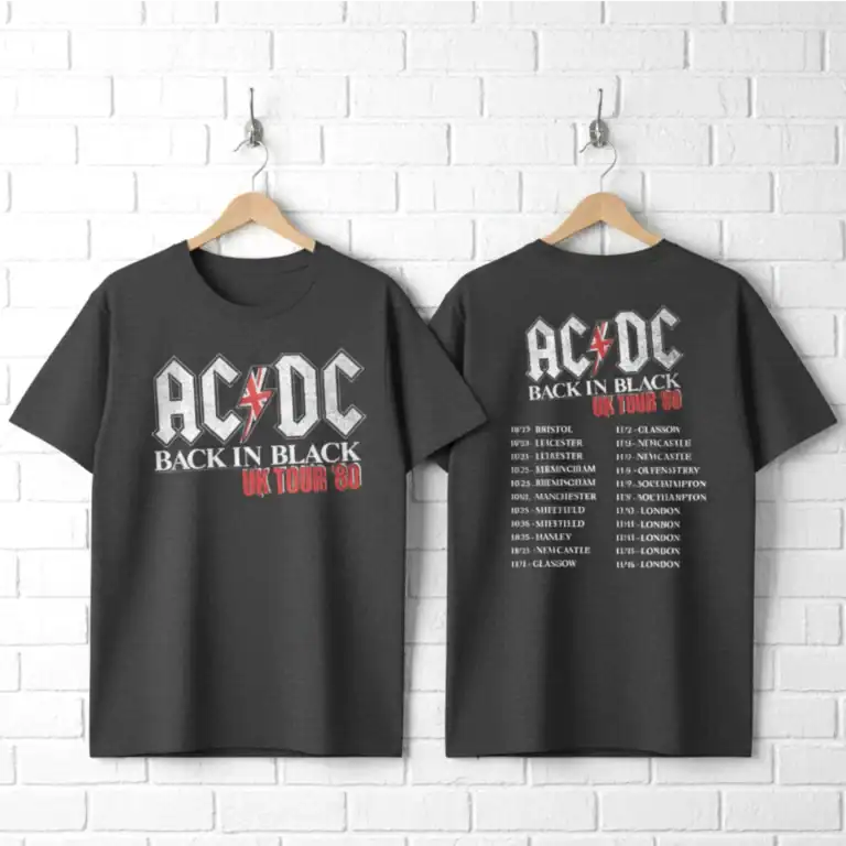 ACDC Back in Black UK Tour 1980 Men's T Shirt