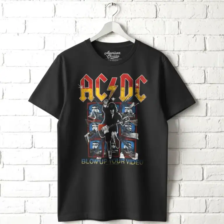 AC/DC band men's T shirt with iconic logo and graphic design. Perfect for rock music fans and concer.
