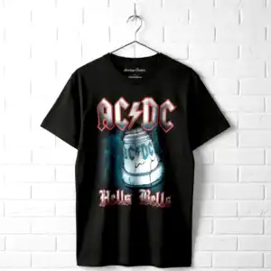 AC/DC Hells Bells band T-shirt with metallic design, perfect for rock fans.