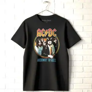 AC/DC Highway to Hell band T shirt for men, rock music apparel, guitar graphic, concert style, music.