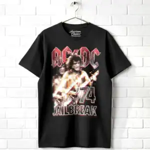 Vintage ACDC Jailbreak 74 band tee for men, featuring iconic rock design.