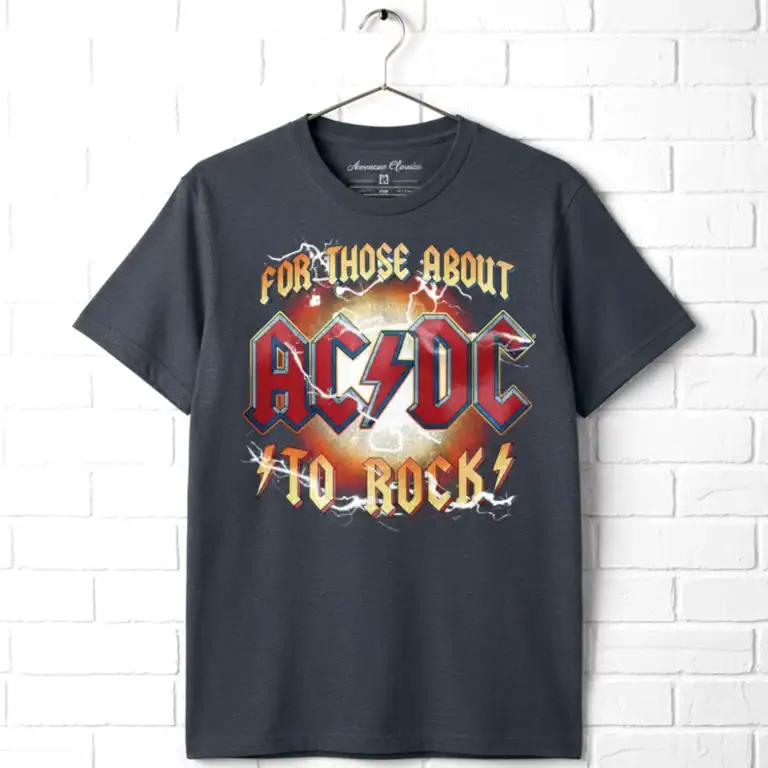 ACDC For Those About to Rock lightning graphic men's T shirt.