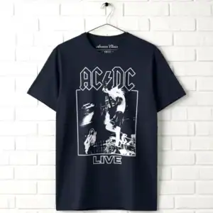 AC/DC live guitar shredding men's T shirt for rock music fans. Perfect for concerts and casual wear,.