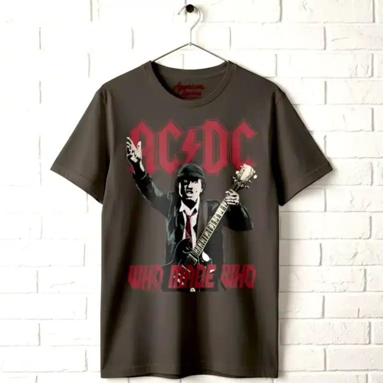 AC/DC Who Made Who Angus Young Men's T Shirt for rock fans.