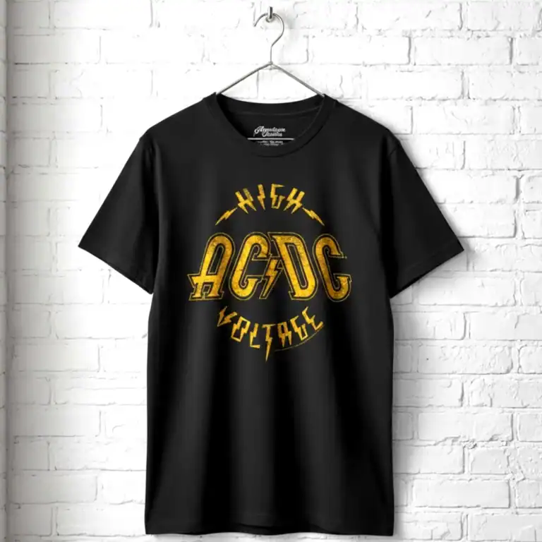 High Voltage ACDC vintage black T-shirt for men.