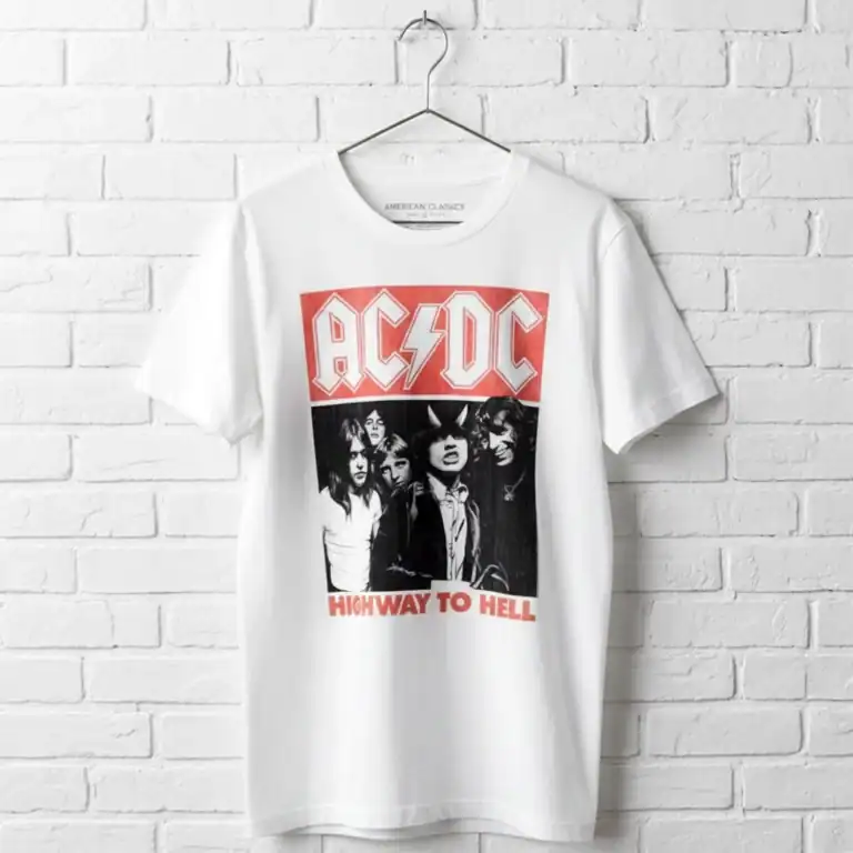 AC/DC Highway to Hell band t-shirt with classic logo and graphic design.