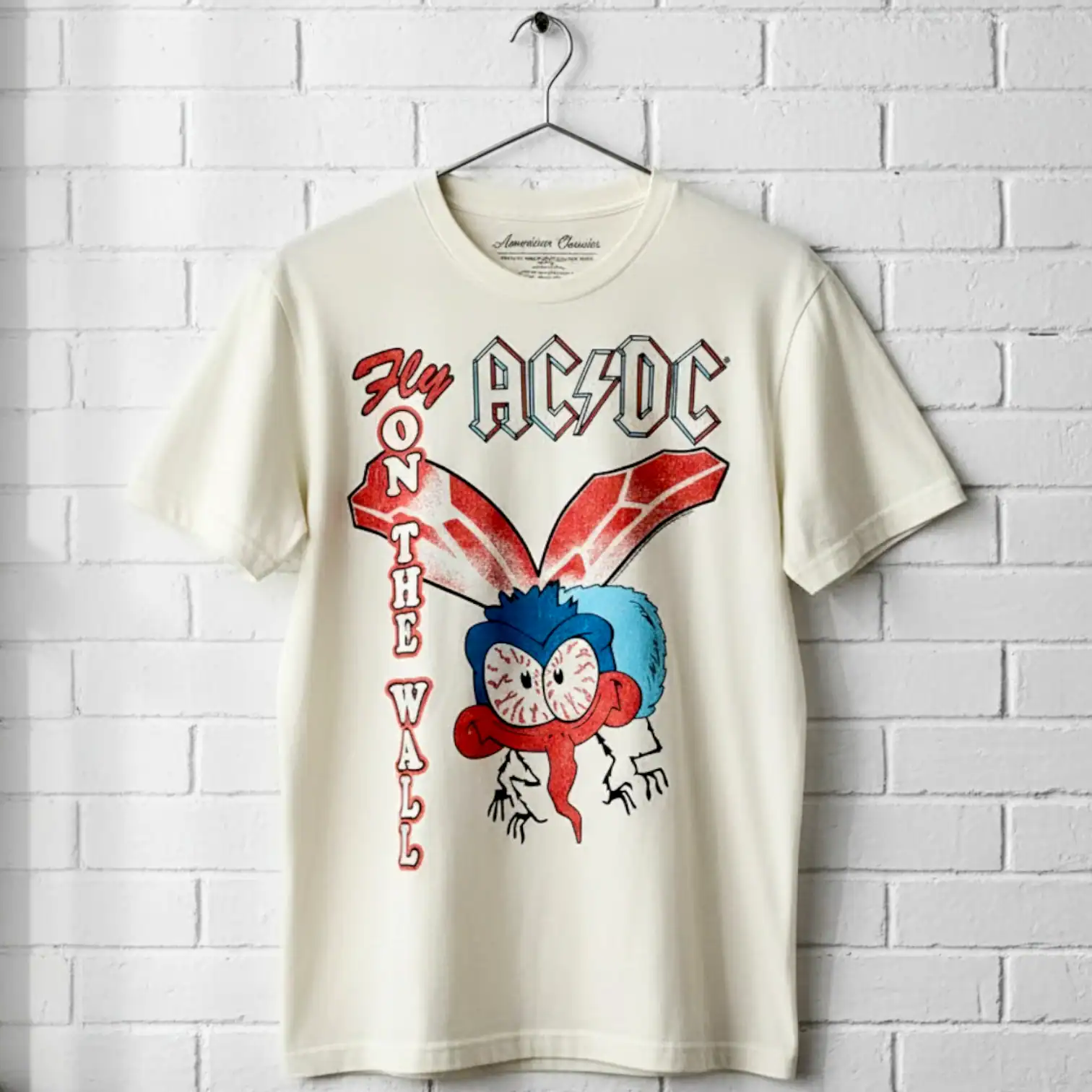 ACDC Bloodshot Fly On The Wall men's band T-shirt with graphic print.
