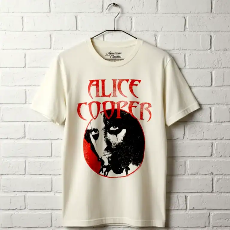 Legendary Alice Cooper silhouette graphic men's T-shirt for rock music fans.