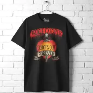 Alice Cooper School's Out Forever men's T shirt with graphic design.