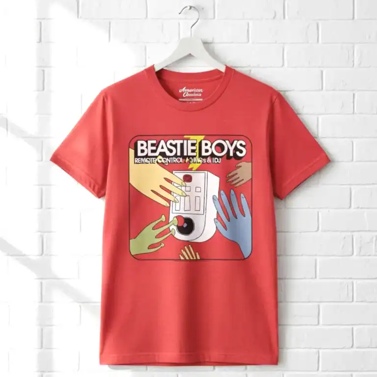 Beastie Boys Remote Control 3MCs & 1DJ Men's T Shirt wall