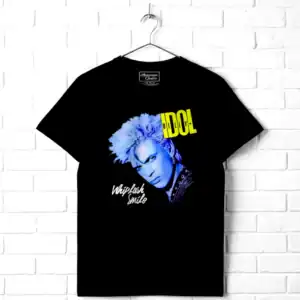 IDOL Billy Idol Whiplash Smile album men's T-shirt with iconic portrait design.