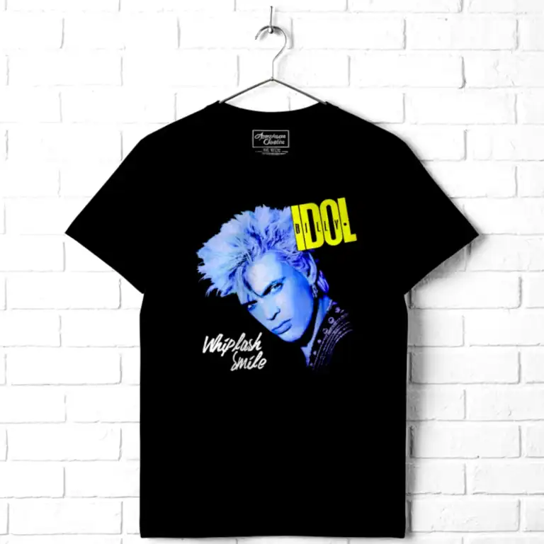 IDOL Billy Idol Whiplash Smile album men's T-shirt with iconic portrait design.