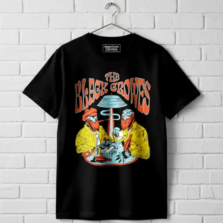 Black Crowes poker game graphic men's T shirt for casual wear.