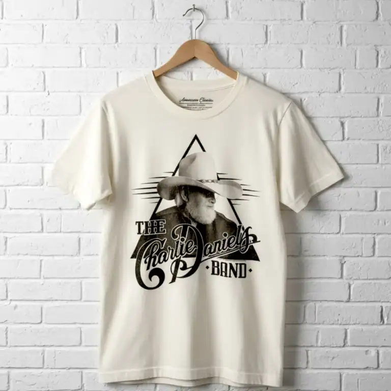 Vintage Charlie Daniels Band cowboy graphic T-shirt for men, featuring a triangle design and classic.