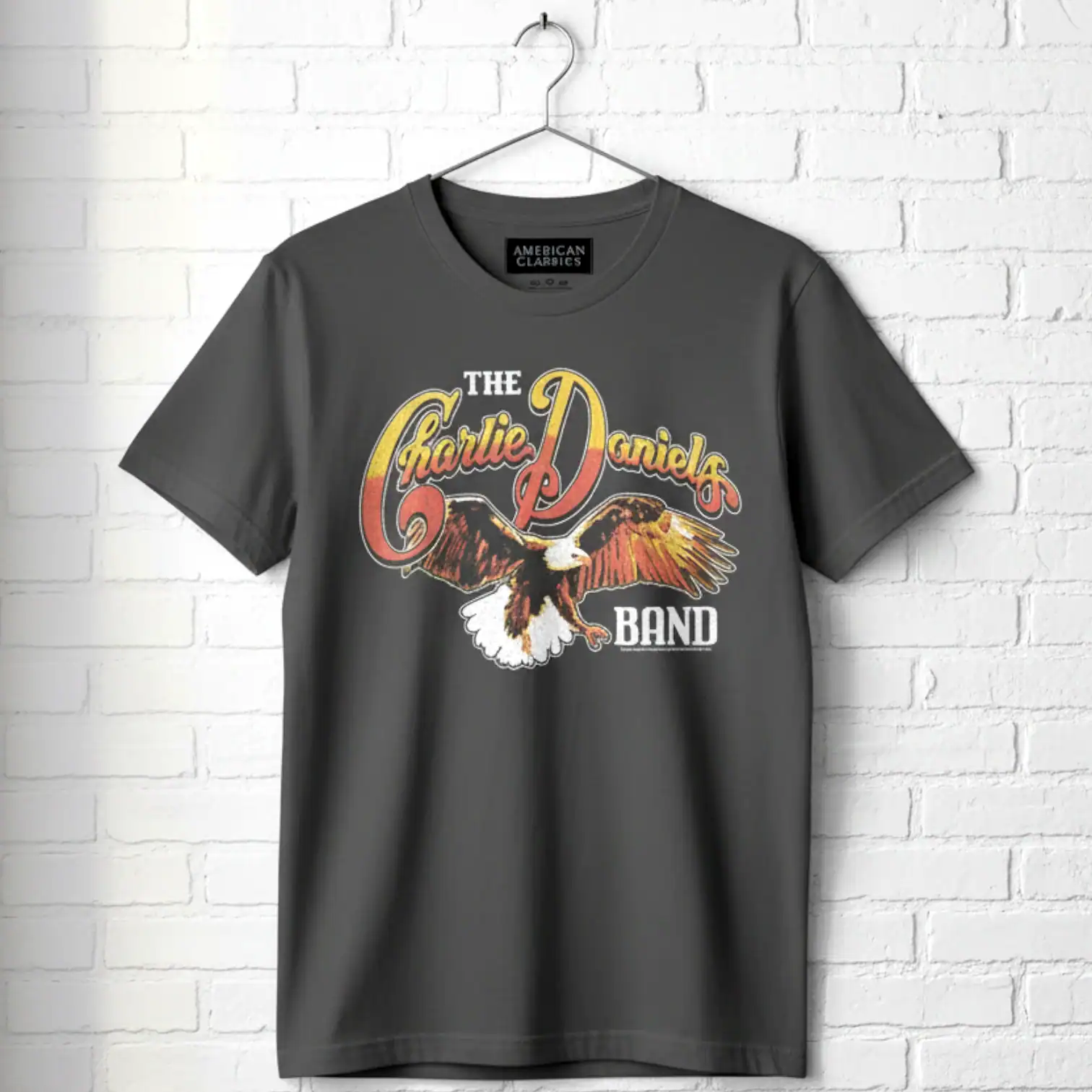 Eagle logo T-shirt featuring Charlie Daniels Band design, perfect for music fans and casual wear.