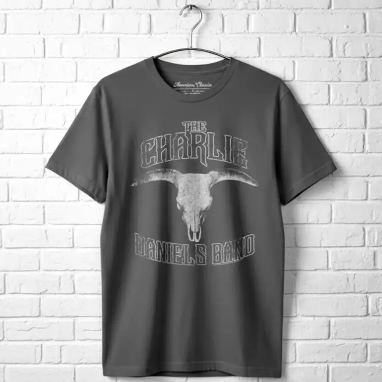 Men's T-shirt featuring Charlie Daniels Band vintage bull skull graphic.