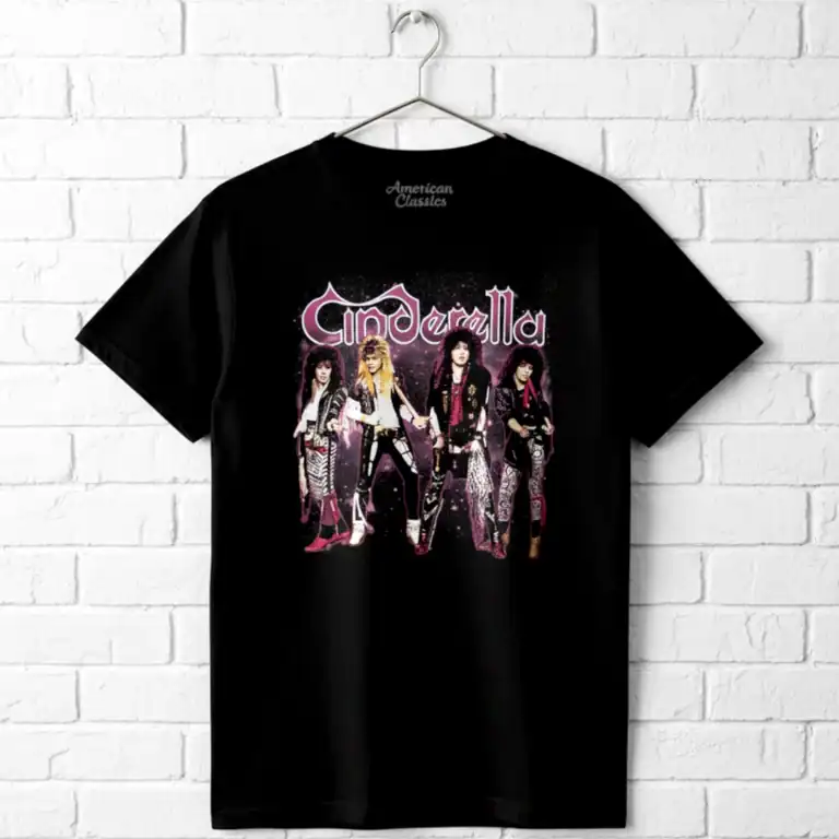 Cinderella band graphic men's T-shirt, stylish rock band apparel for fans.