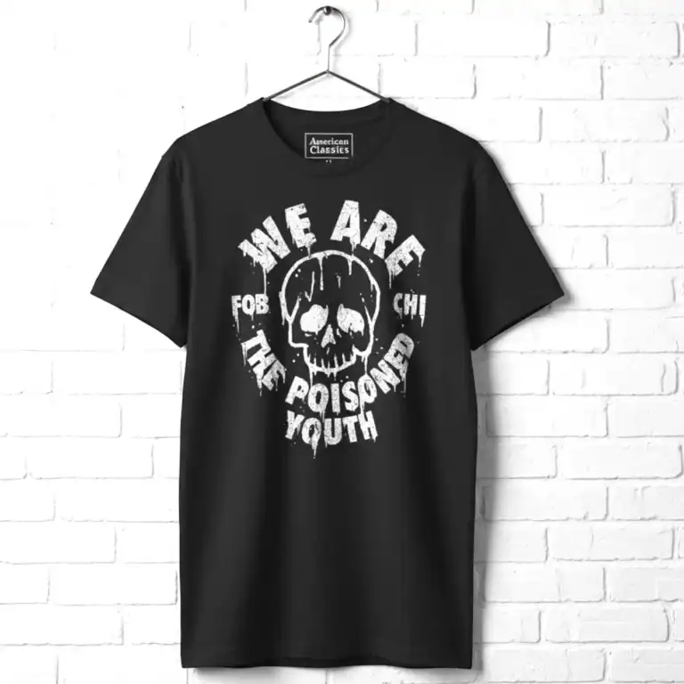 Fall Out Boy Poisoned Youth Men's T Shirt with skull graphic.