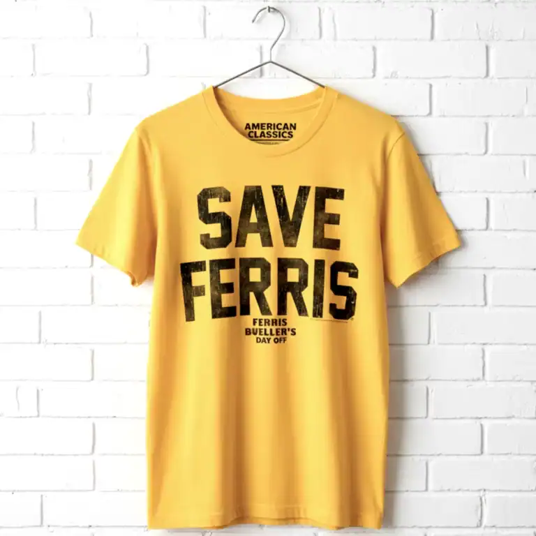 Ferris Bueller's Day Off SAVE FERRIS Gold Men's T Shirt