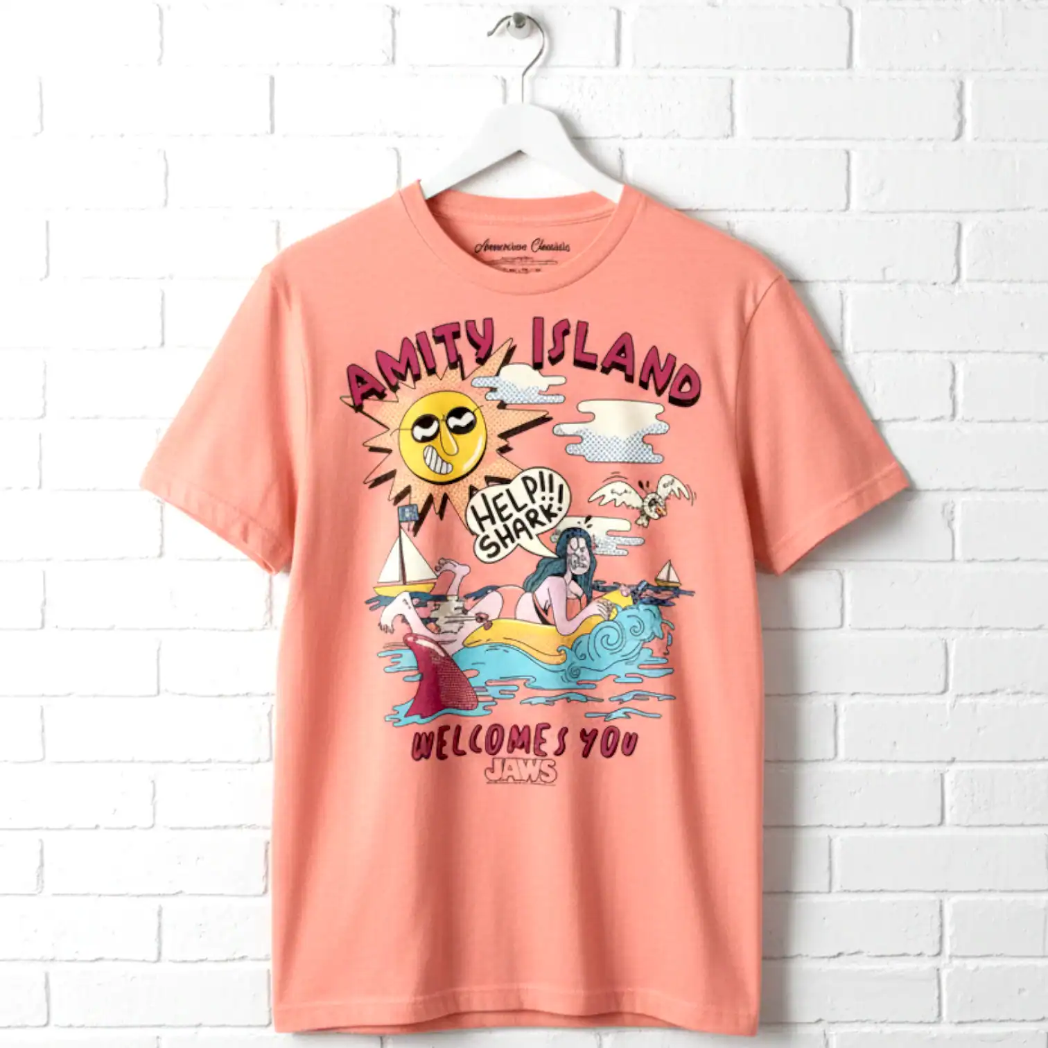 Jaws Amity Island Cartoon Men's T Shirt