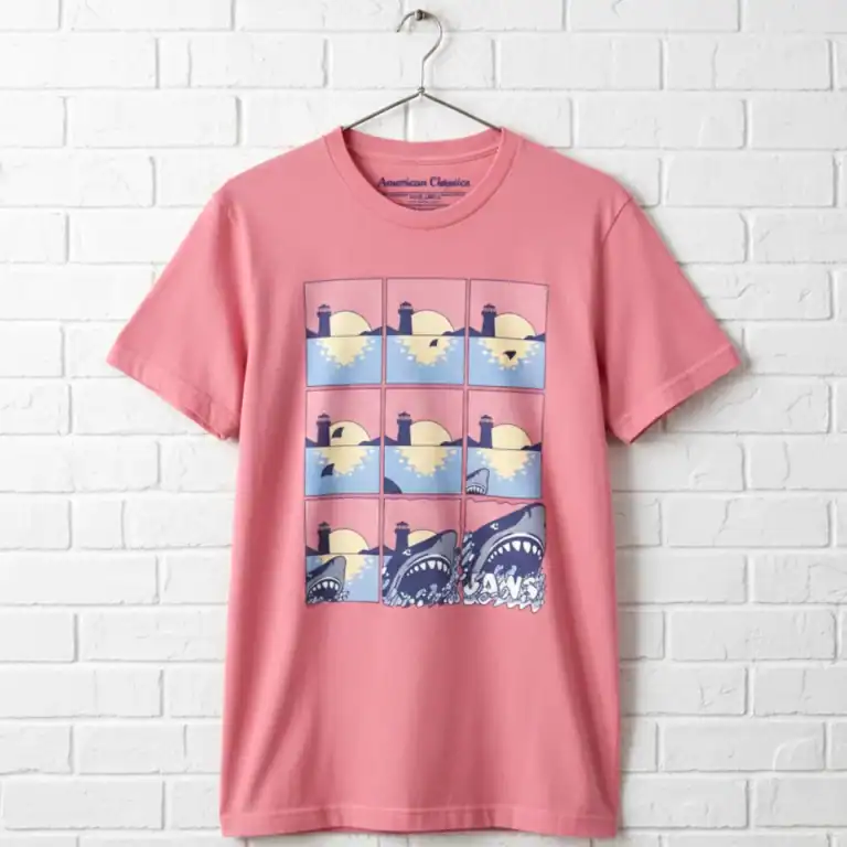 Jaws Pastel Comic Shark Chase Men's T Shirt
