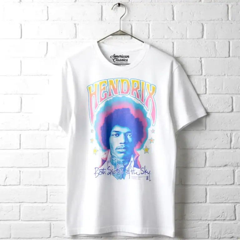 Hendrix T-shirt featuring "Bold Sides of the Sky" graphic design, perfect for music fans.