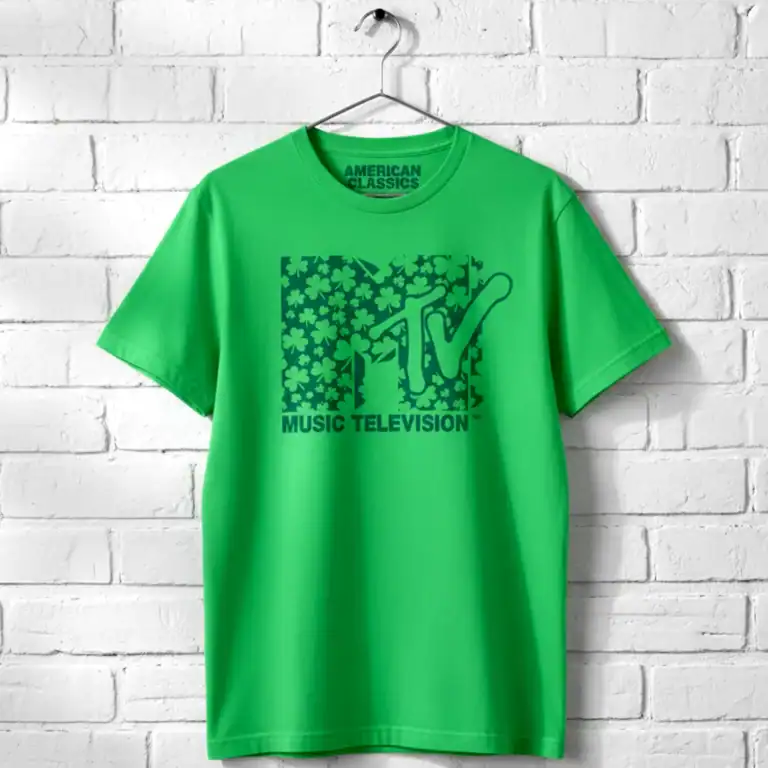 MTV Lucky Shamrock Logo Men's T Shirt
