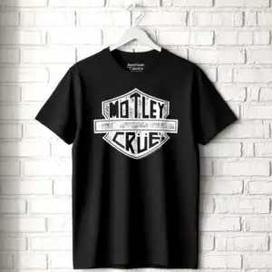 Motley Crue Road Sign Biker Logo Men's Black T Shirt