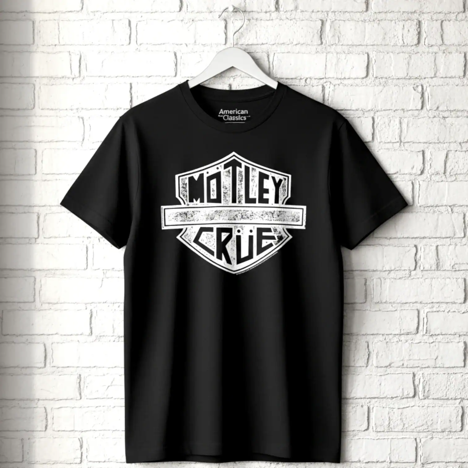 Motley Crue Road Sign Biker Logo Men's Black T Shirt